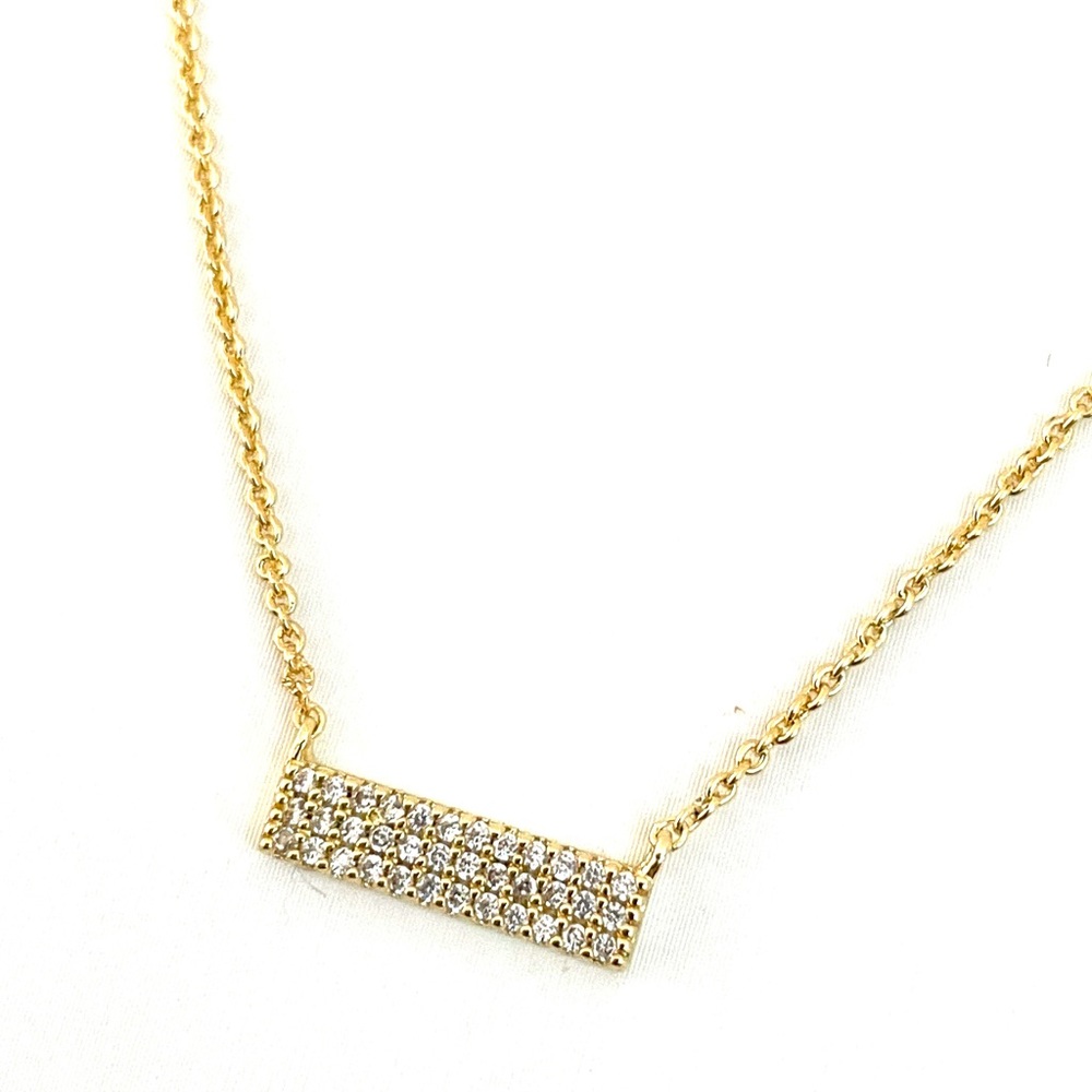 Gorjana Blair Necklace Pave CZ Bar 18k Gold Plate